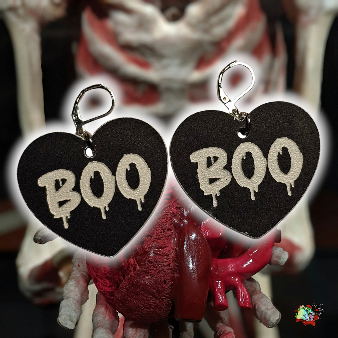 Valloween Msg Heart earrings