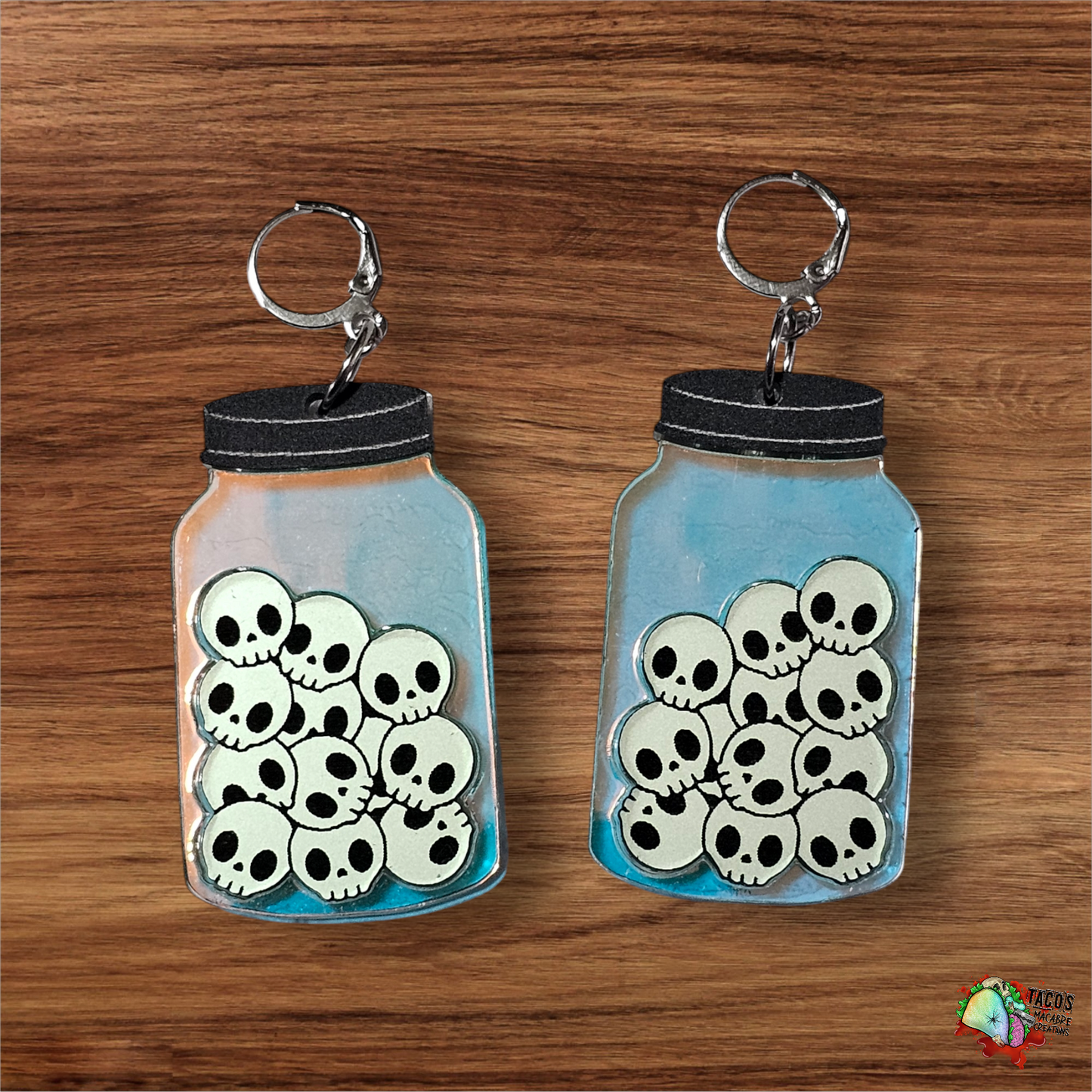 Jar of skulls earrings