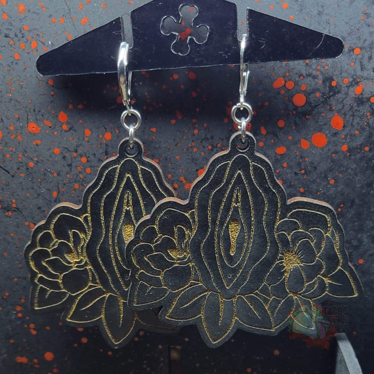 Wooden Vageen Earrings