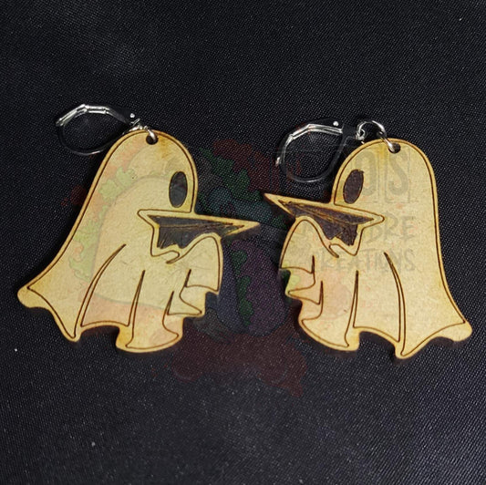 Wooden Ghost Earrings
