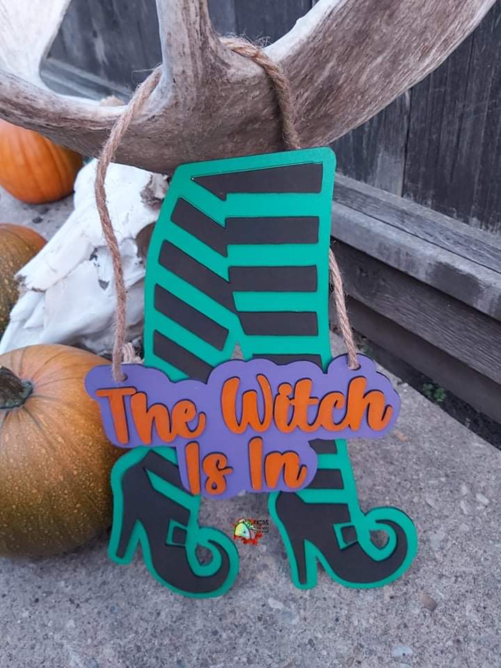 The Witch Is In Hanging Sign