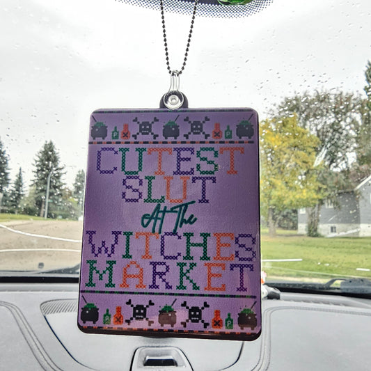 Cutest slut at the Witches Market rearview hanger