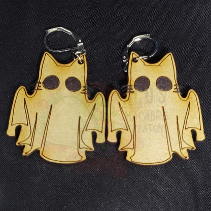 Wooden Ghost Earrings