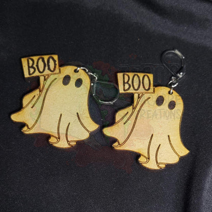 Wooden Ghost Earrings