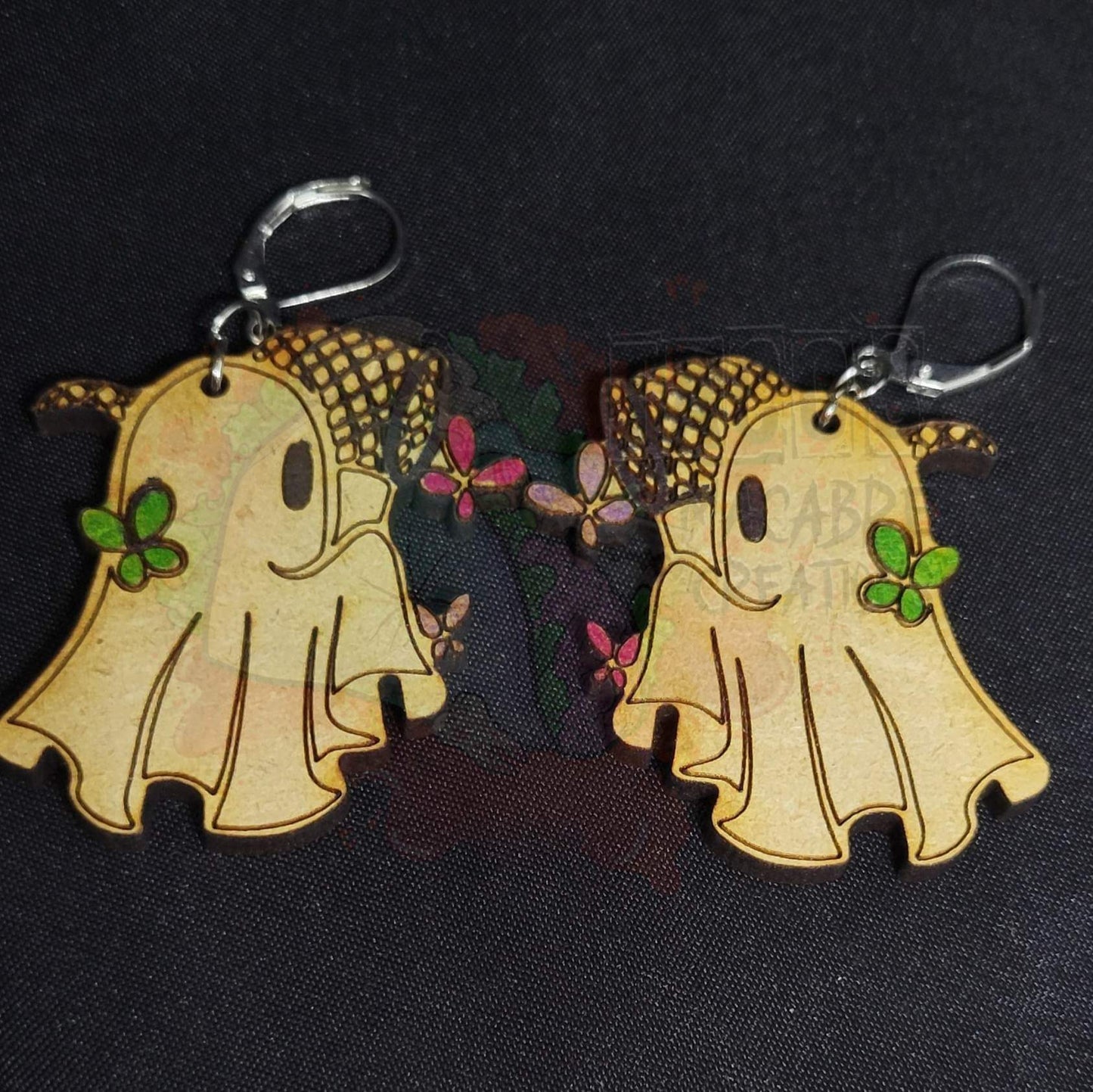 Wooden Ghost Earrings