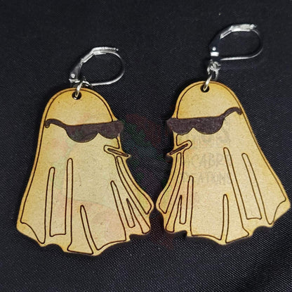 Wooden Ghost Earrings