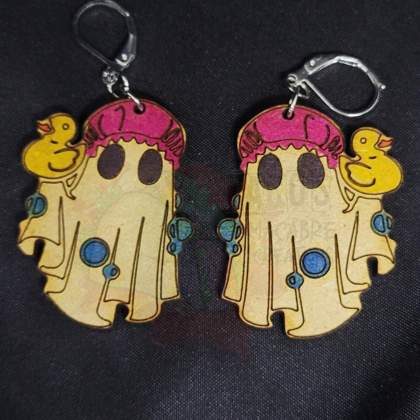 Wooden Ghost Earrings