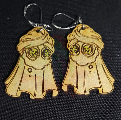 Wooden Ghost Earrings