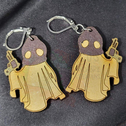 Wooden Ghost Earrings