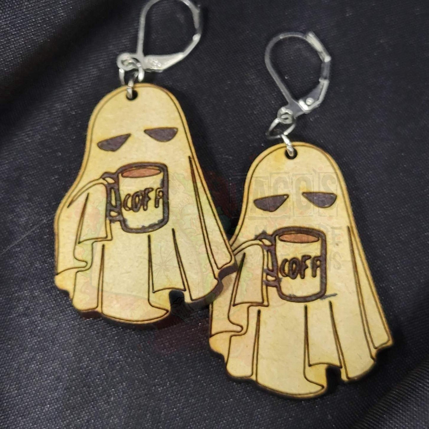 Wooden Ghost Earrings