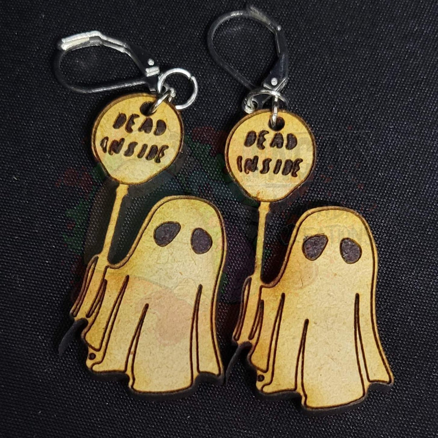 Wooden Ghost Earrings