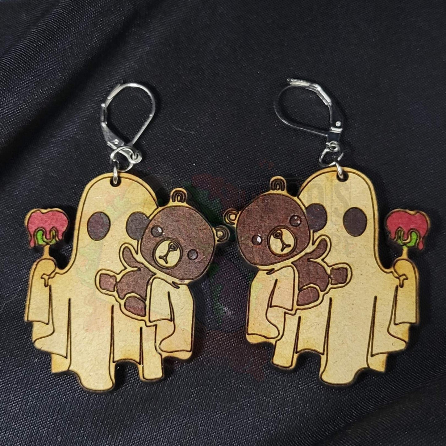 Wooden Ghost Earrings