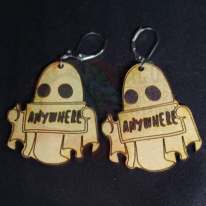 Wooden Ghost Earrings