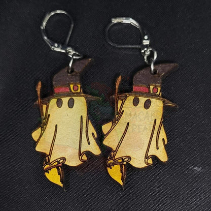 Wooden Ghost Earrings