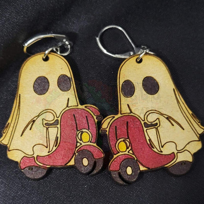 Wooden Ghost Earrings