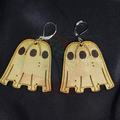 Wooden Ghost Earrings