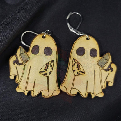 Wooden Ghost Earrings