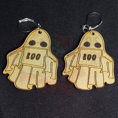 Wooden Ghost Earrings