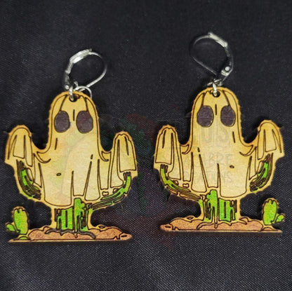 Wooden Ghost Earrings