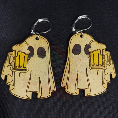 Wooden Ghost Earrings