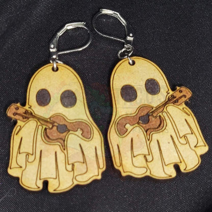 Wooden Ghost Earrings