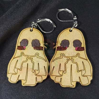 Wooden Ghost Earrings