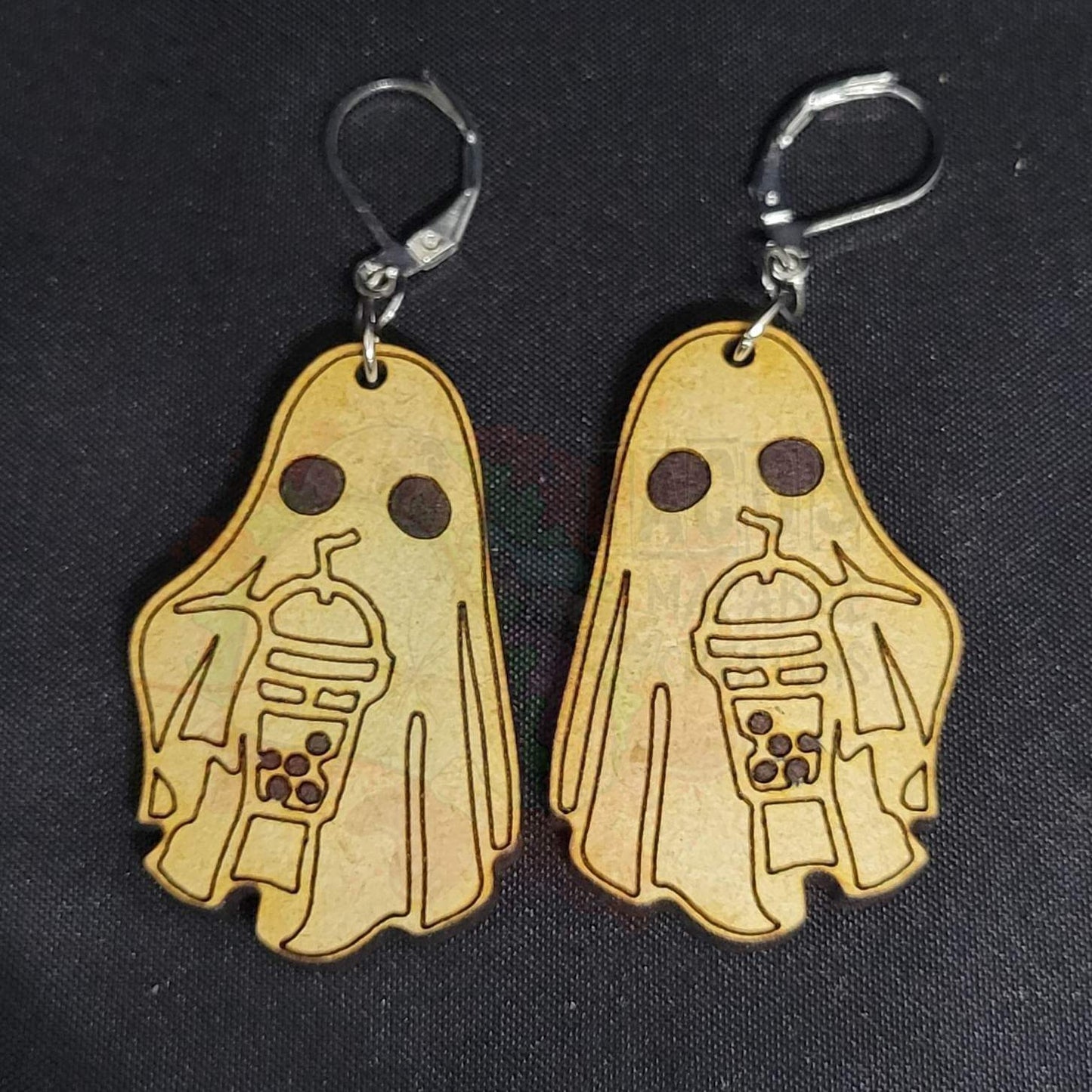 Wooden Ghost Earrings